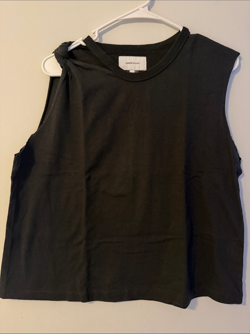 Current/Elliott Black Knot-Shoulder Sleeveless Tank